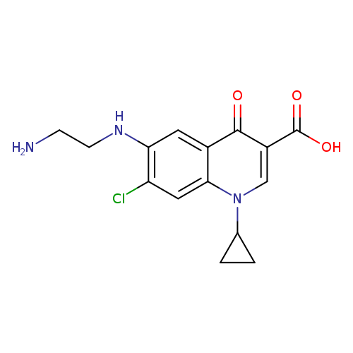 NCCNc1cc2c(cc1Cl)n(cc(c2=O)C(=O)O)C1CC1