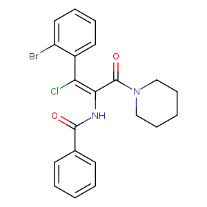 O=C(c1ccccc1)N/C(=C(/c1ccccc1Br)\Cl)/C(=O)N1CCCCC1