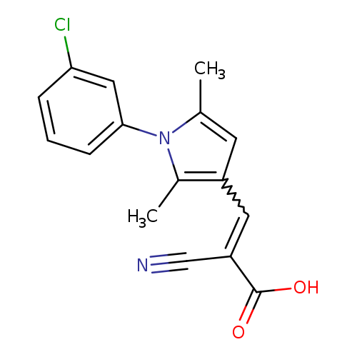 N#CC(=Cc1cc(n(c1C)c1cccc(c1)Cl)C)C(=O)O