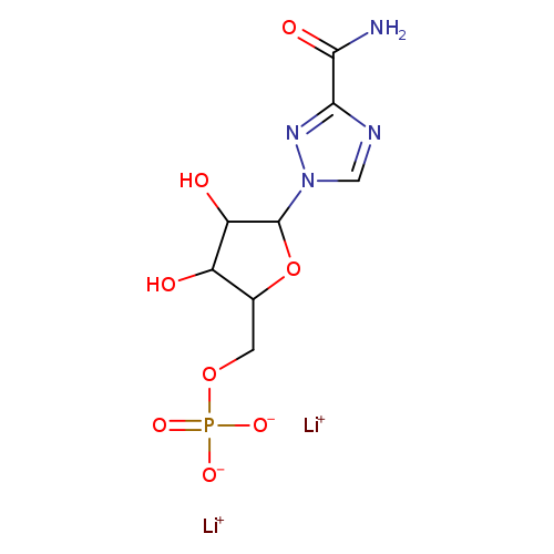 OC1C(O)C(OC1n1cnc(n1)C(=O)N)COP(=O)([O-])[O-].[Li+].[Li+]
