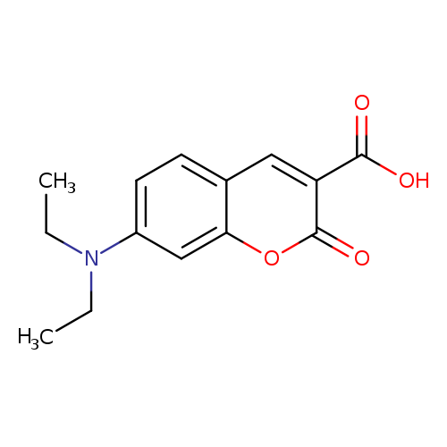 CCN(c1ccc2c(c1)oc(=O)c(c2)C(=O)O)CC