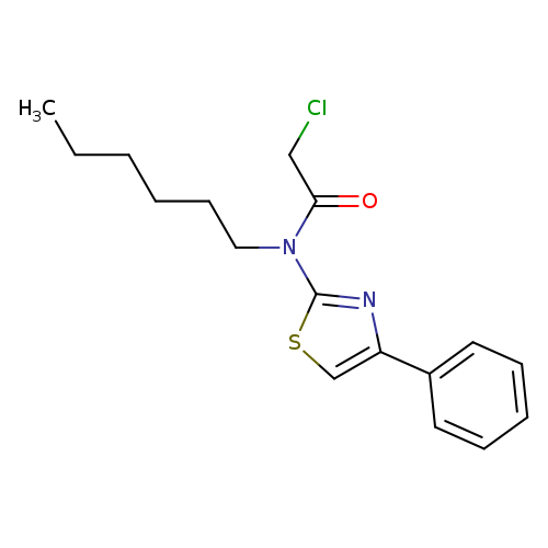 CCCCCCN(c1scc(n1)c1ccccc1)C(=O)CCl