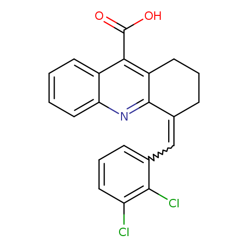 Clc1c(cccc1Cl)C=C1CCCc2c1nc1ccccc1c2C(=O)O