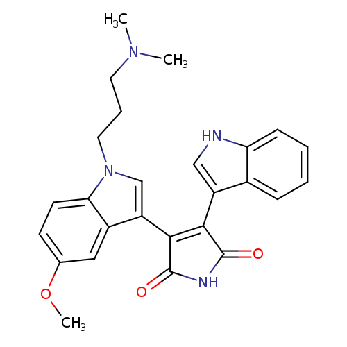 COc1ccc2c(c1)c(cn2CCCN(C)C)C1=C(C(=O)NC1=O)c1c[nH]c2c1cccc2