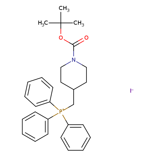 O=C(N1CCC(CC1)C[P+](c1ccccc1)(c1ccccc1)c1ccccc1)OC(C)(C)C.[I-]