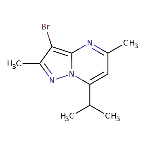 Cc1cc(C(C)C)n2c(n1)c(Br)c(n2)C