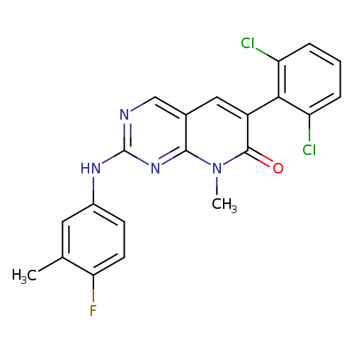 Clc1cccc(c1c1cc2cnc(nc2n(c1=O)C)Nc1ccc(c(c1)C)F)Cl