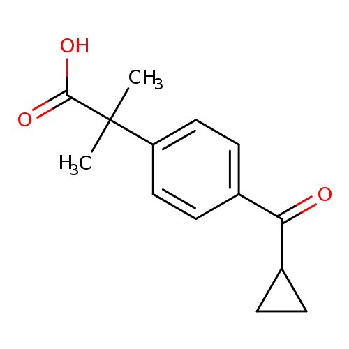 O=C(c1ccc(cc1)C(C(=O)O)(C)C)C1CC1