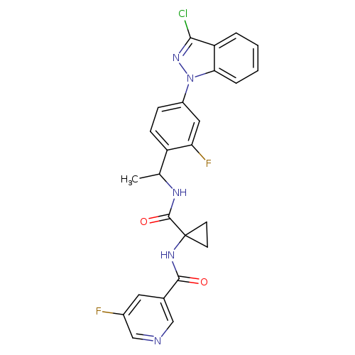 Fc1cncc(c1)C(=O)NC1(CC1)C(=O)NC(c1ccc(cc1F)n1nc(c2c1cccc2)Cl)C