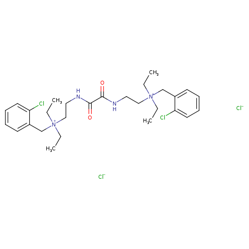 CC[N+](Cc1ccccc1Cl)(CCNC(=O)C(=O)NCC[N+](Cc1ccccc1Cl)(CC)CC)CC.[Cl-].[Cl-]