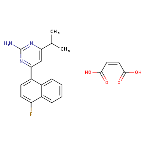 Nc1nc(cc(n1)c1ccc(c2c1cccc2)F)C(C)C.OC(=O)/C=CC(=O)O