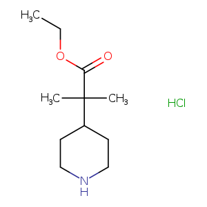 CCOC(=O)C(C1CCNCC1)(C)C.Cl