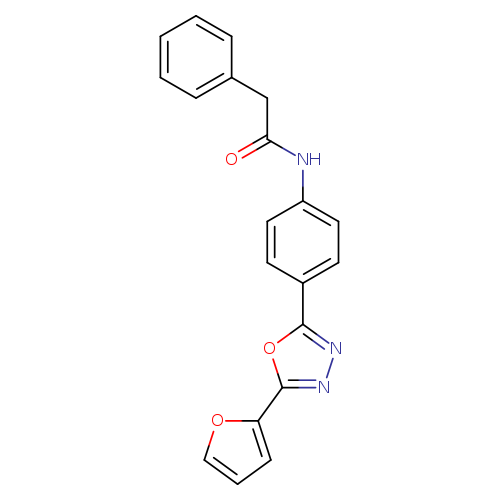 O=C(Cc1ccccc1)Nc1ccc(cc1)c1nnc(o1)c1ccco1