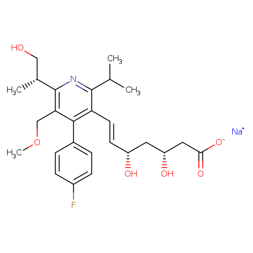 COCc1c(c2ccc(cc2)F)c(/C=C/[C@H](C[C@H](CC(=O)[O-])O)O)c(nc1[C@@H](CO)C)C(C)C.[Na+]