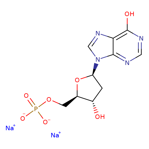 O[C@H]1C[C@@H](O[C@@H]1COP(=O)([O-])[O-])n1cnc2c1ncnc2O.[Na+].[Na+]
