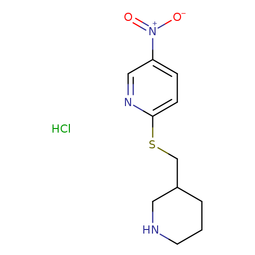 [O-][N+](=O)c1ccc(nc1)SCC1CCCNC1.Cl