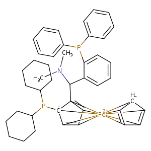 CN(C([C]12=[CH]3[CH]4=[CH]5[C-]1(P(C1CCCCC1)C1CCCCC1)[Fe+2]16782345[CH-]2[CH]1=[CH]7[CH]8=[CH]62)c1ccccc1P(c1ccccc1)c1ccccc1)C