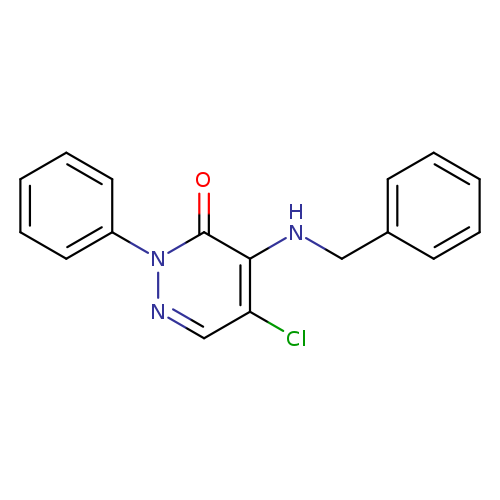 Clc1cnn(c(=O)c1NCc1ccccc1)c1ccccc1