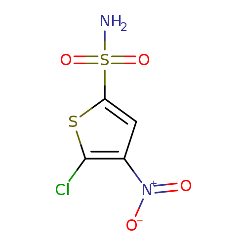 [O-][N+](=O)c1cc(sc1Cl)S(=O)(=O)N