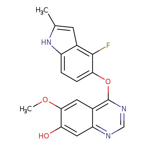 COc1cc2c(ncnc2cc1O)Oc1ccc2c(c1F)cc([nH]2)C