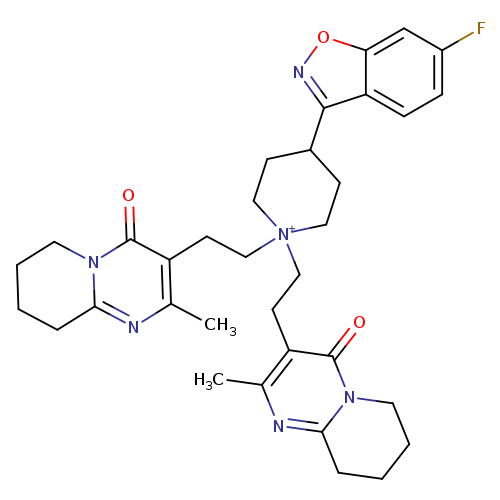 Fc1ccc2c(c1)onc2C1CC[N+](CC1)(CCc1c(C)nc2n(c1=O)CCCC2)CCc1c(C)nc2n(c1=O)CCCC2
