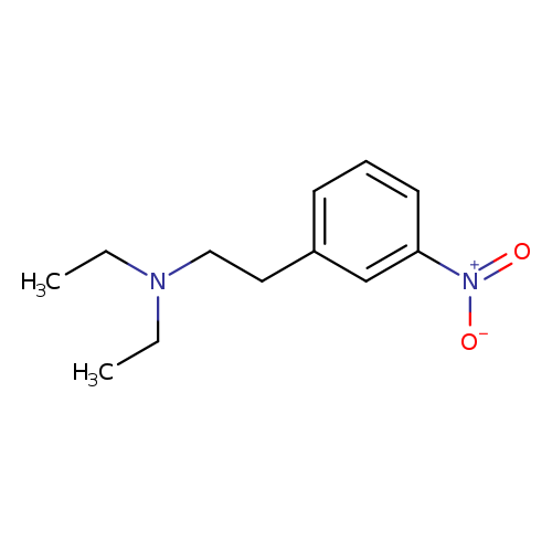 CCN(CCc1cccc(c1)[N+](=O)[O-])CC