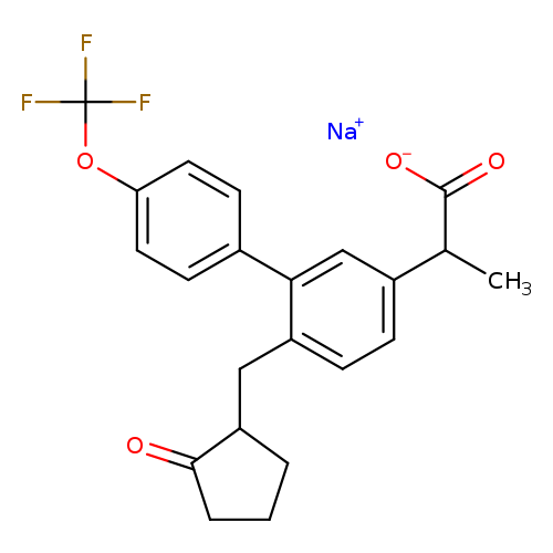 [O-]C(=O)C(c1ccc(c(c1)c1ccc(cc1)OC(F)(F)F)CC1CCCC1=O)C.[Na+]