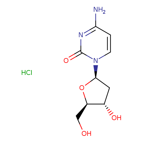 OC[C@H]1O[C@H](C[C@@H]1O)n1ccc(nc1=O)N.Cl