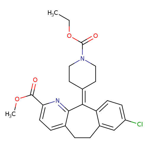 CCOC(=O)N1CCC(=C2c3ccc(cc3CCc3c2nc(cc3)C(=O)OC)Cl)CC1