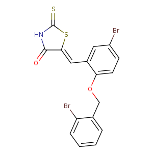 S=C1NC(=O)/C(=C/c2cc(Br)ccc2OCc2ccccc2Br)/S1
