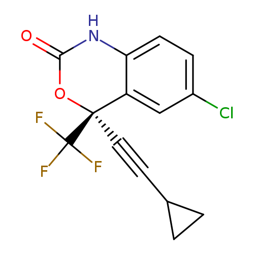 FC([C@@]1(C#CC2CC2)OC(=O)Nc2c1cc(Cl)cc2)(F)F