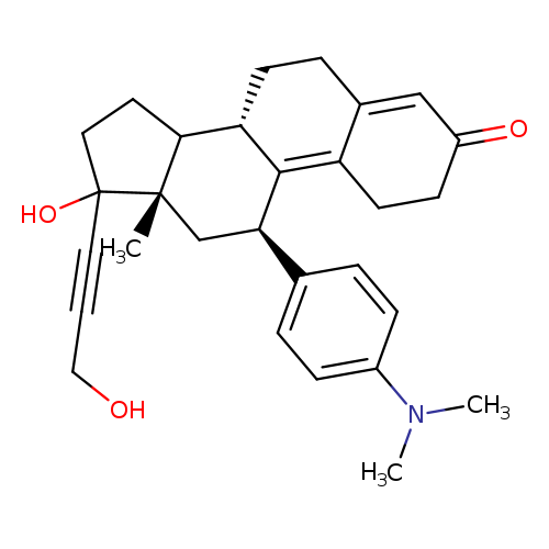 OCC#CC1(O)CCC2[C@]1(C)C[C@H](c1ccc(cc1)N(C)C)C1=C3CCC(=O)C=C3CC[C@@H]21