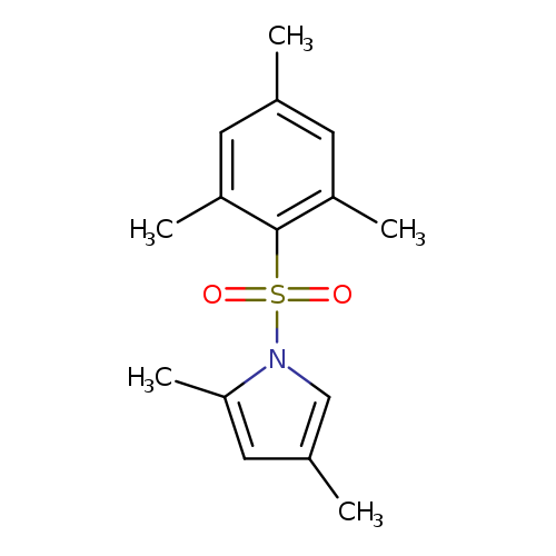 Cc1cc(C)c(c(c1)C)S(=O)(=O)n1cc(cc1C)C