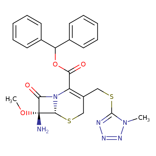 CO[C@]1(N)C(=O)N2[C@@H]1SCC(=C2C(=O)OC(c1ccccc1)c1ccccc1)CSc1nnnn1C