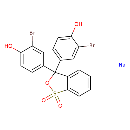 Brc1cc(ccc1O)C1(OS(=O)(=O)c2c1cccc2)c1ccc(c(c1)Br)O.[Na]