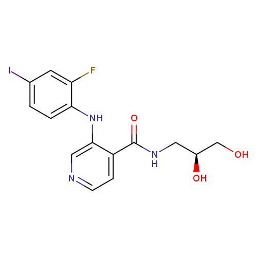 OC[C@H](CNC(=O)c1ccncc1Nc1ccc(cc1F)I)O