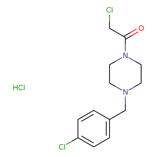 ClCC(=O)N1CCN(CC1)Cc1ccc(cc1)Cl.Cl