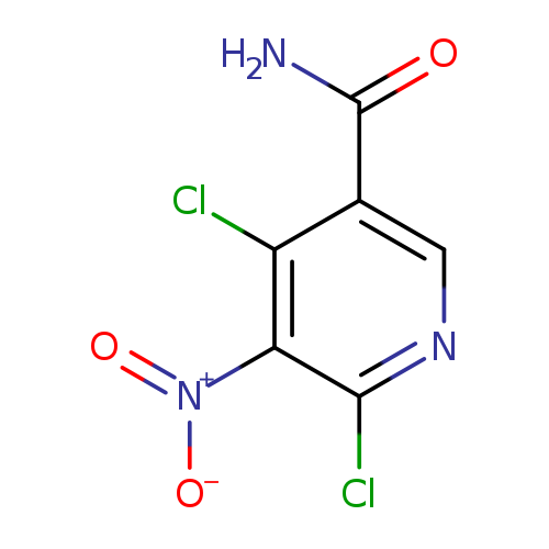 [O-][N+](=O)c1c(Cl)ncc(c1Cl)C(=O)N