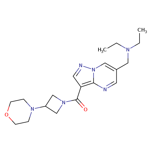 CCN(Cc1cnc2n(c1)ncc2C(=O)N1CC(C1)N1CCOCC1)CC