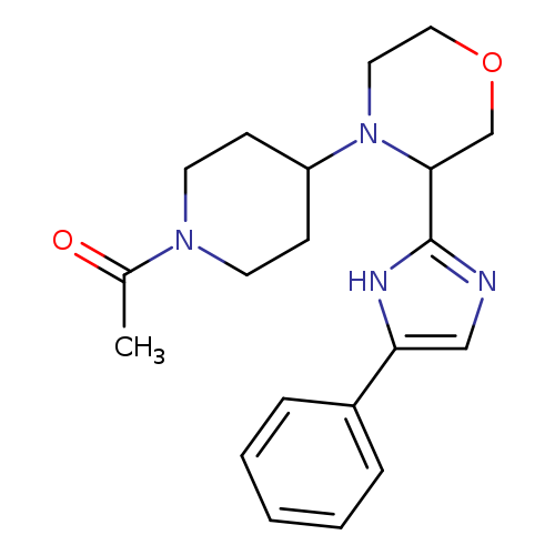 CC(=O)N1CCC(CC1)N1CCOCC1c1ncc([nH]1)c1ccccc1