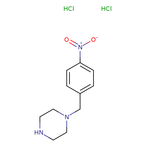 [O-][N+](=O)c1ccc(cc1)CN1CCNCC1.Cl.Cl