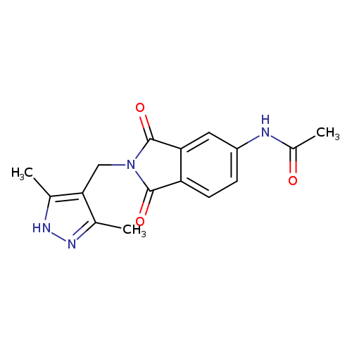 CC(=O)Nc1ccc2c(c1)C(=O)N(C2=O)Cc1c(C)n[nH]c1C