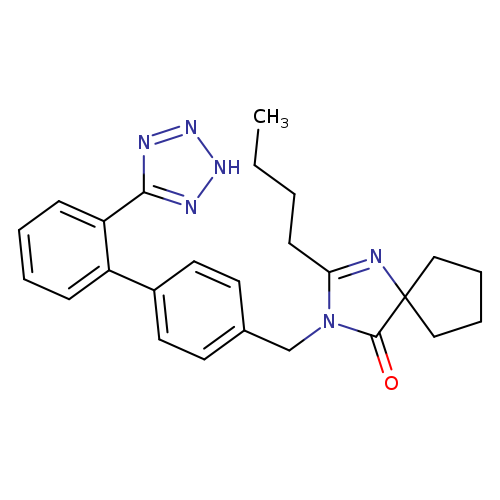 CCCCC1=NC2(C(=O)N1Cc1ccc(cc1)c1ccccc1c1n[nH]nn1)CCCC2