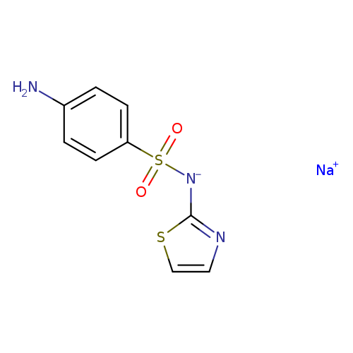 Nc1ccc(cc1)S(=O)(=O)[N-]c1nccs1.[Na+]