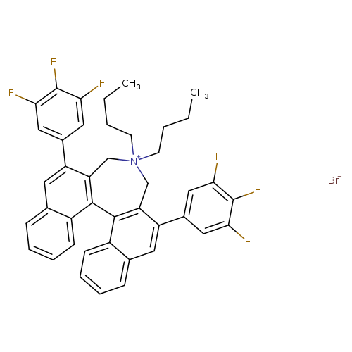 CCCC[N+]1(CCCC)Cc2c(cc3c(c2c2c(C1)c(cc1c2cccc1)c1cc(F)c(c(c1)F)F)cccc3)c1cc(F)c(c(c1)F)F.[Br-]