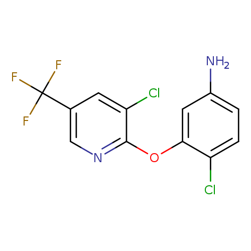 Nc1ccc(c(c1)Oc1ncc(cc1Cl)C(F)(F)F)Cl