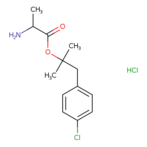 CC(C(=O)OC(Cc1ccc(cc1)Cl)(C)C)N.Cl