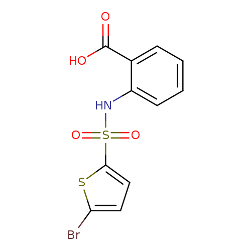 Brc1ccc(s1)S(=O)(=O)Nc1ccccc1C(=O)O