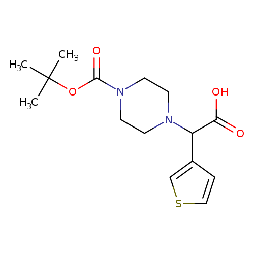 O=C(N1CCN(CC1)C(c1ccsc1)C(=O)O)OC(C)(C)C