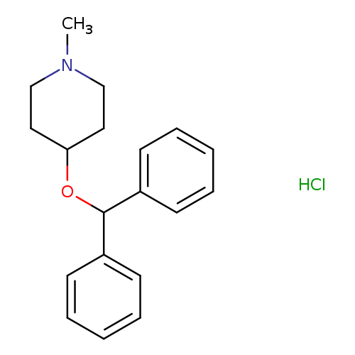 CN1CCC(CC1)OC(c1ccccc1)c1ccccc1.Cl